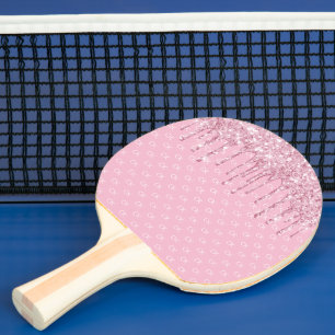 Raquette De Ping Pong Motif monogramme brillant parties scintillant rose