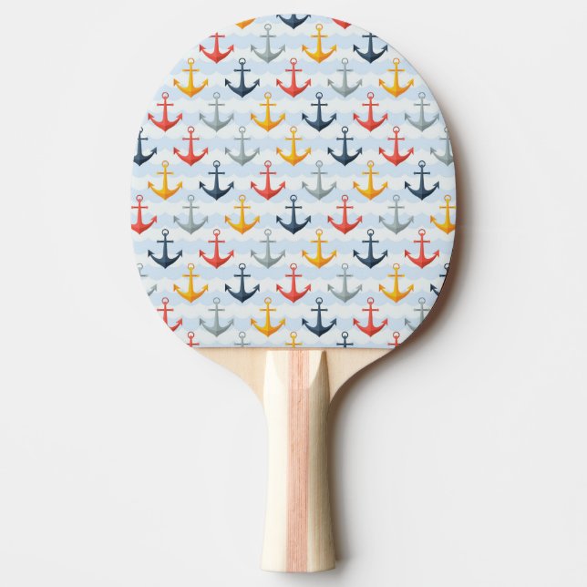 Raquette De Ping Pong Motif nautique avec des Ancres (Devant)