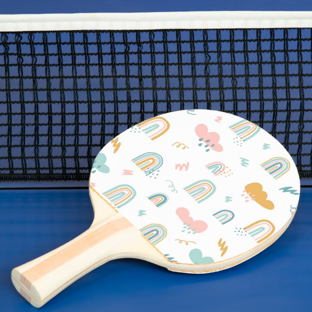 Raquette De Ping Pong Motif nuage Rainbow et pluie amusant (Insitu)