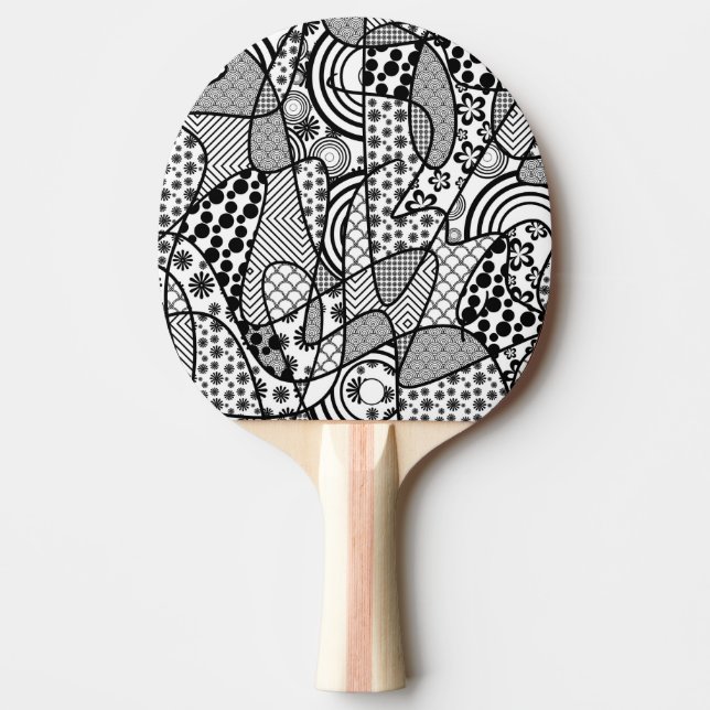 Raquette De Ping Pong Motif Patchwork Noir & Blanc 02 (Devant)