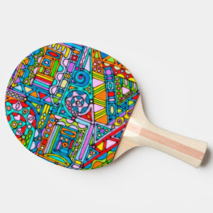 Raquette De Ping Pong Motif Peint À La Main Et Numériquement Art 53