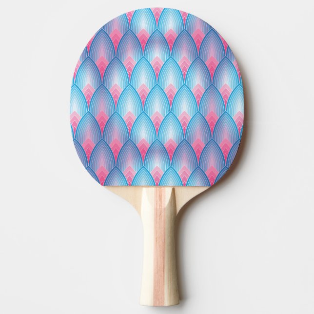 Raquette De Ping Pong Motif Pétal Turquoise Et Rose (Devant)