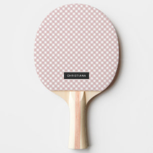 Raquette De Ping Pong Motif Plaid Minimaliste Personnalisé Coupé Rose