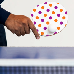 Raquette De Ping Pong Motif Points Blancs Violet Orange