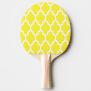 Raquette De Ping Pong Motif Quatrefoil Marocain Blanc Jaune #4