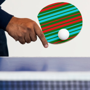 Raquette De Ping Pong Motif rayures vert rouge bleu  
