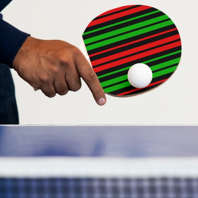 Raquette De Ping Pong Motif rayures vertes rouges noires   (Insitu)