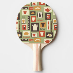 Raquette De Ping Pong motif rétro avec cuisine pour le petit-déjeuner