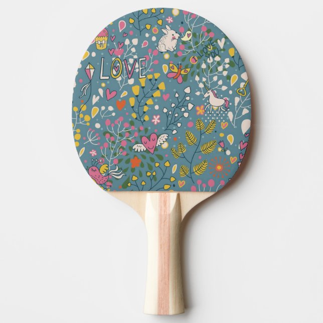 Raquette De Ping Pong Motif romantique abstrait avec la bande dessinée (Devant)