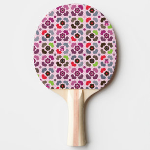 Raquette De Ping Pong motif rose de fleurs et de hiboux