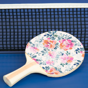 Raquette De Ping Pong Motif rose et Turquoise