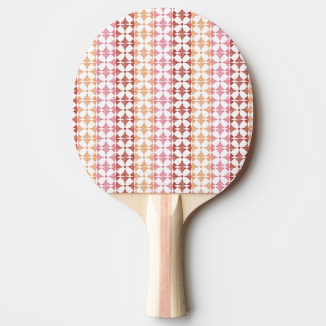 Raquette De Ping Pong Motif rouge géométrique de rayures d'ikat (Devant)