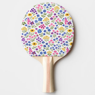 Raquette De Ping Pong Motif sans couture de fleurs sauvages minimaliste 