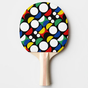 Raquette De Ping Pong Motif scandinave noir du Bauhaus du milieu du sièc