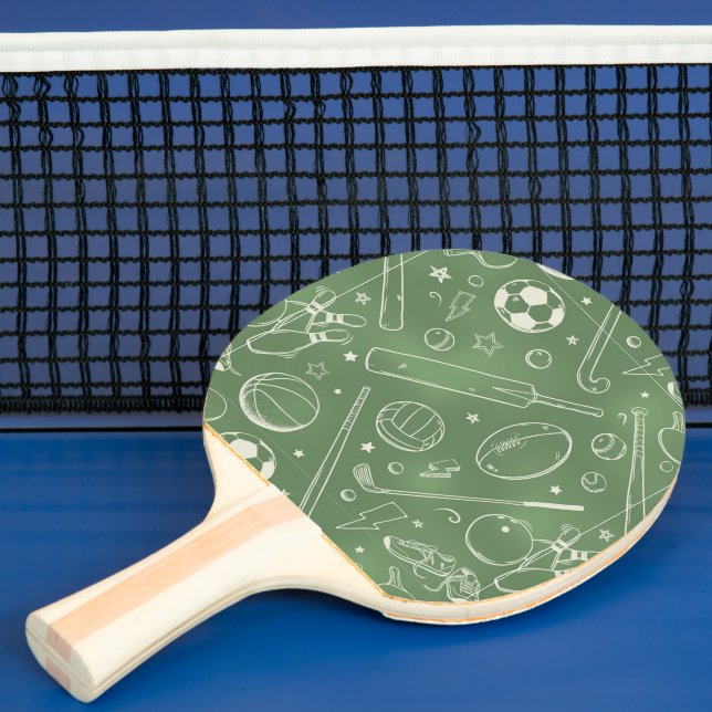 Raquette De Ping Pong Motif sportif vert (Insitu)