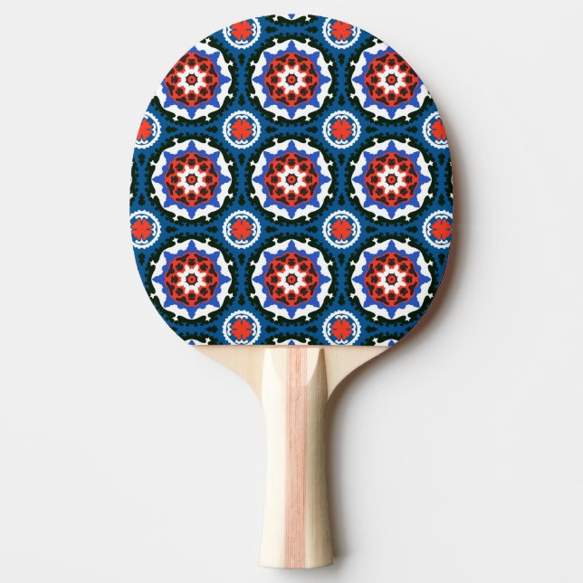 Raquette De Ping Pong Motif Suzani aux ornements audacieux (Devant)