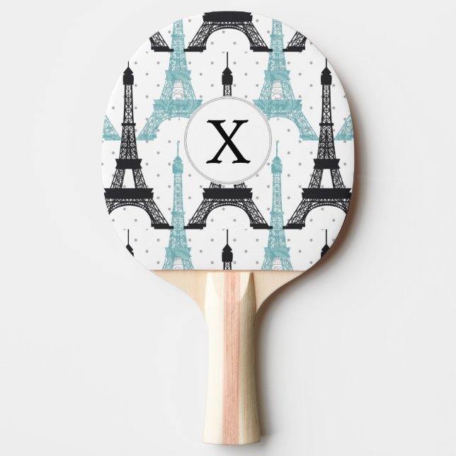 Raquette De Ping Pong Motif tour Monogram Aqua Chic Eiffel (Devant)