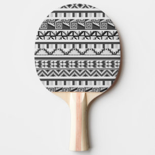 Raquette De Ping Pong Motif tribal aztèque abstrait géométrique gris