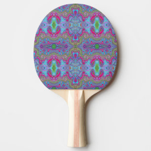 Raquette De Ping Pong Motif Trippy Multicolore Ciel Ondulé Bleu