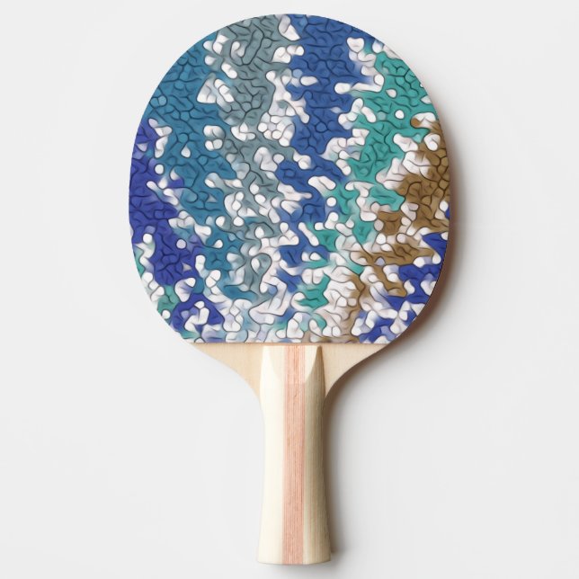 Raquette De Ping Pong Motif unique bleu vert jaune  (Devant)