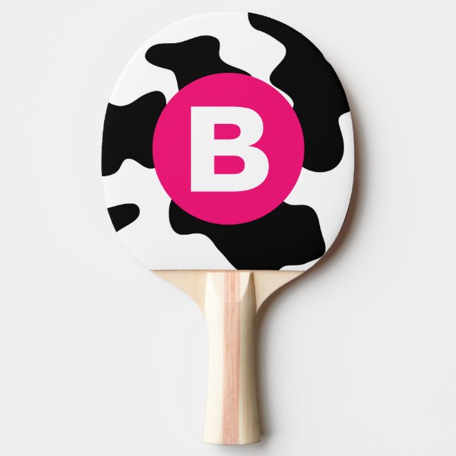 Raquette De Ping Pong Motif vache fantaisiste patch en rose monogramme (Devant)