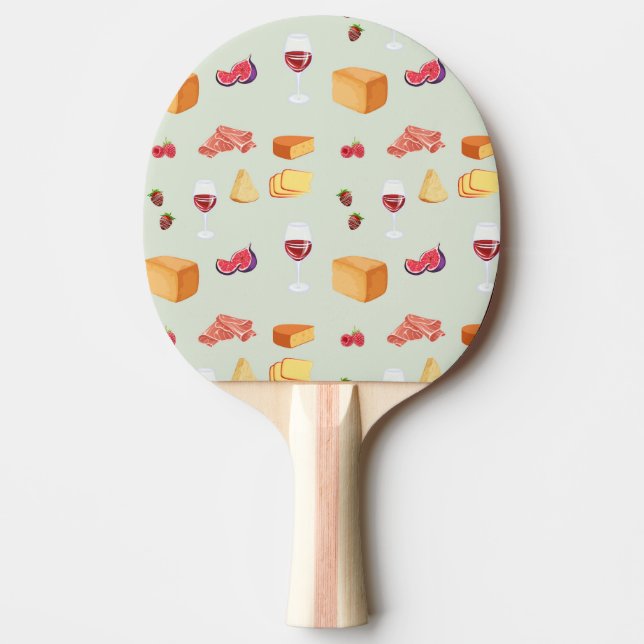 Raquette De Ping Pong Motif Vin et Fromage (Devant)
