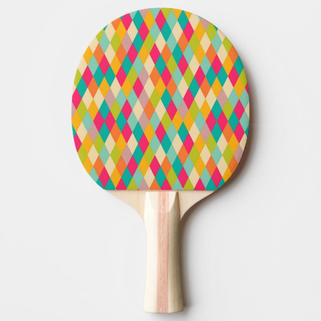 Raquette De Ping Pong motif vintage arlequin (Devant)