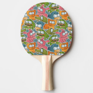 Raquette De Ping Pong Motif vintage avec des animaux de bande dessinée