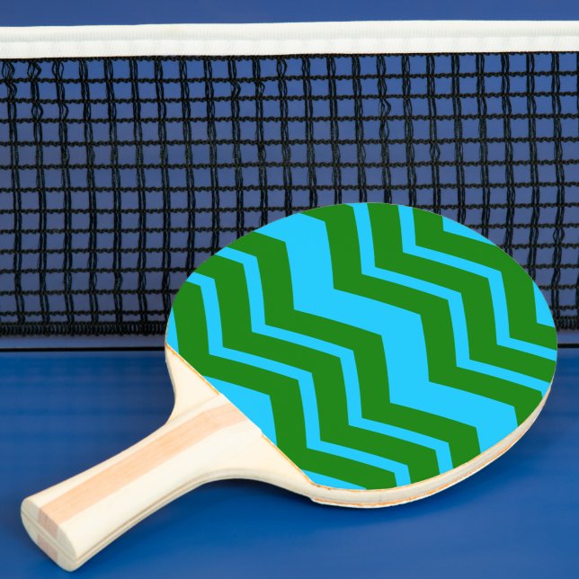 Raquette De Ping Pong Motif zigzag chevron bleu vert (Insitu)