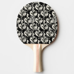 Raquette De Ping Pong Motifs de feuilles abstraites noires et blanches m