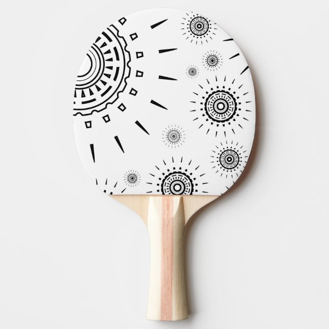 Raquette De Ping Pong Motifs d'éclats noirs sur fond blanc (Devant)