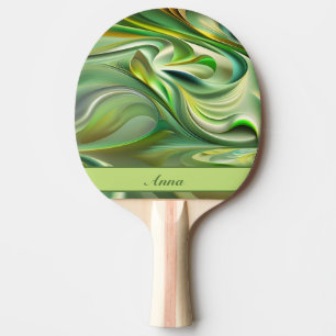 Raquette De Ping Pong motifs ondulés verts abstraits