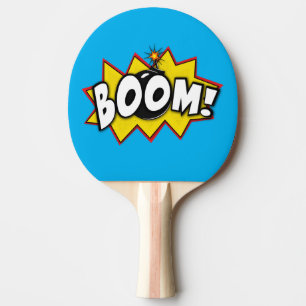 Raquette De Ping Pong Mots comiques d'action de super héros de boom