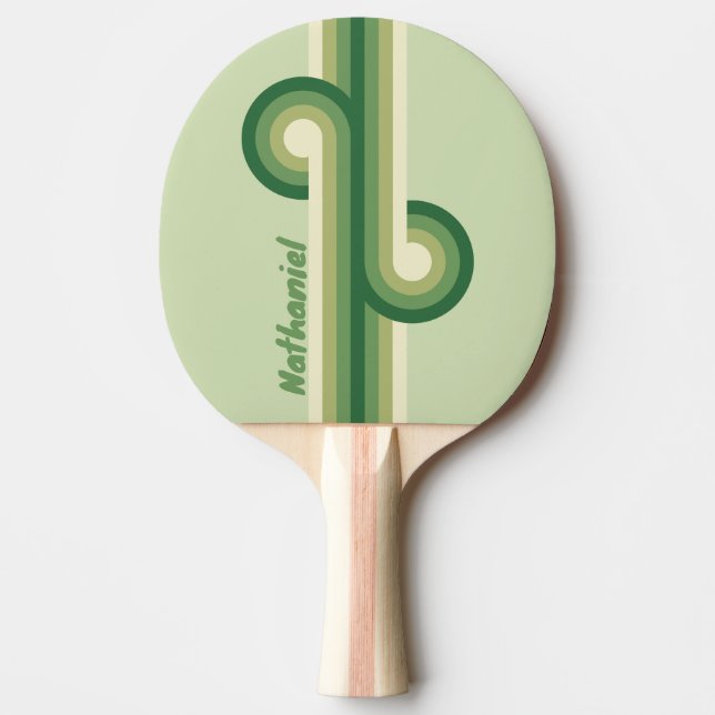 Raquette De Ping Pong Mousse Rétro Arc-en-ciel Boucle avec Nom (Devant)