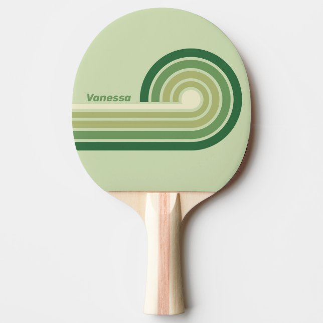 Raquette De Ping Pong Mousse Rétro Arc-en-ciel Rayures avec Nom (Devant)