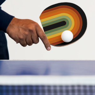 Raquette De Ping Pong Muet Rétro Seventies Rainbow Black
