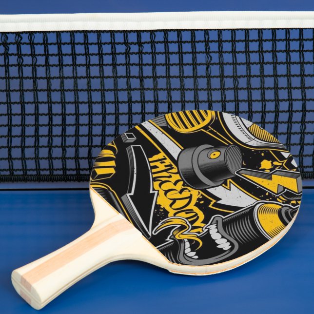 Raquette De Ping Pong Musique folle Black Jaune Graffiti Spire all star (Insitu)