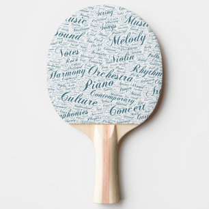 Raquette De Ping Pong Musique Mélodie Orchestre Silhouette Forme Texte