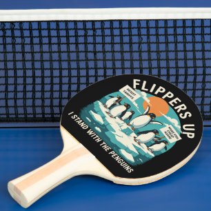 Raquette De Ping Pong Nageoires en l'air Je suis avec les manchots Drôle