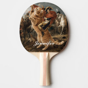 Raquette De Ping Pong Napoléon chevauchant un chat de bataille géant    
