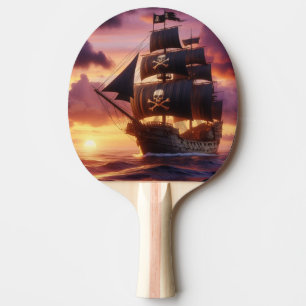 Raquette De Ping Pong Navire pirate au lever/coucher du soleil