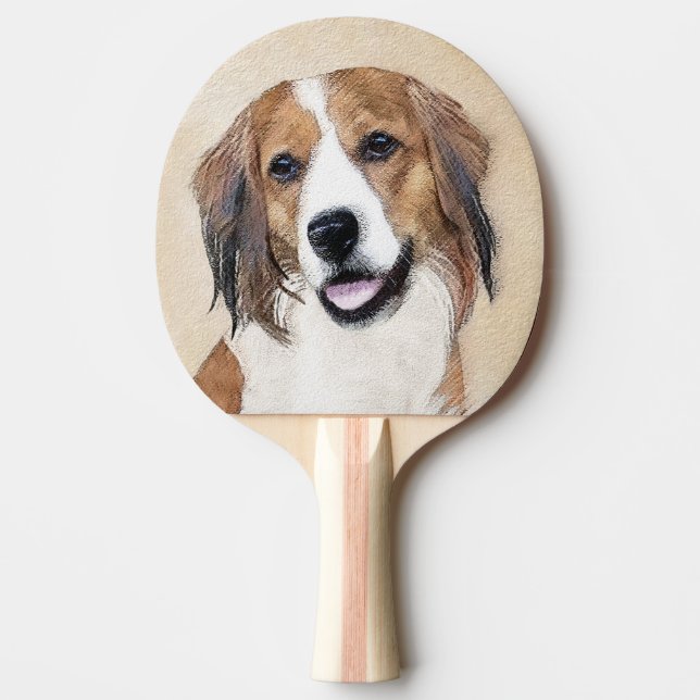 Raquette De Ping Pong Nederlandse Kooikerhondje Peinture - Chien Art (Devant)