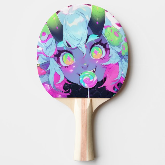 Raquette De Ping Pong Neon Candy Demon Monster Girl Esthétique (Devant)