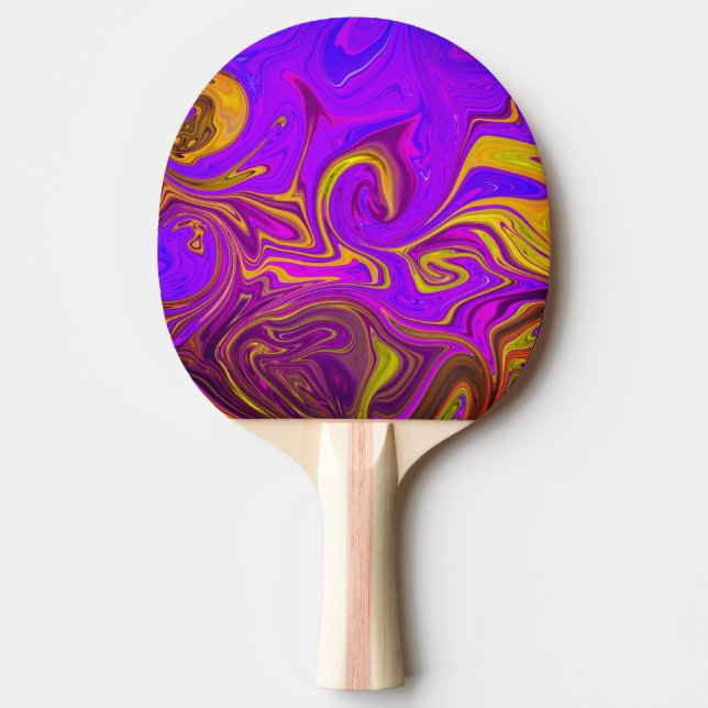 Raquette De Ping Pong Néon violet rose jaune abstrait Conception (Devant)