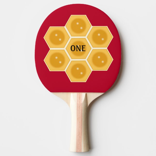 Raquette De Ping Pong Nid d'abeille moderne sur rouge bordeaux (Devant)