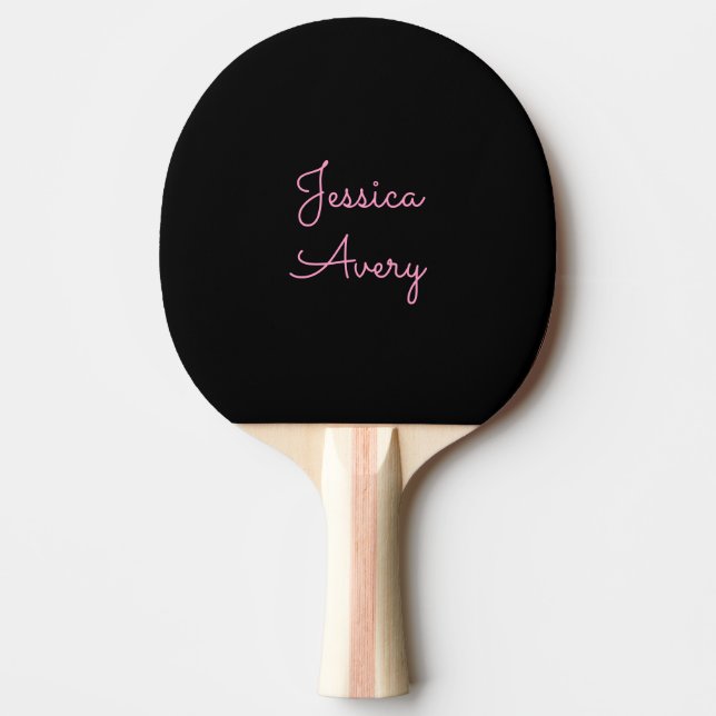 Raquette De Ping Pong N'importe quel nom | Superbe écriture rose éditabl (Devant)