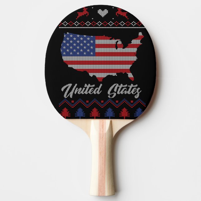 Raquette De Ping Pong Noël aux États-Unis (Devant)