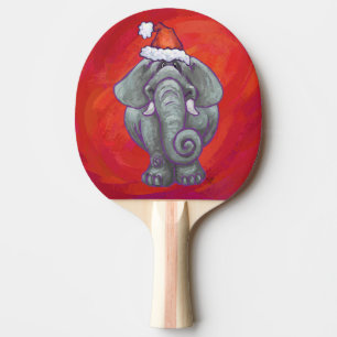 Raquette De Ping Pong Noël des éléphants en rouge