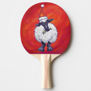Raquette De Ping Pong Noël des moutons sur rouge
