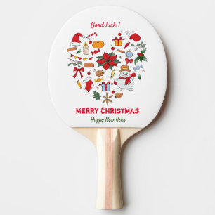 Raquette De Ping Pong Noël minimaliste et Nouvel An heureux mignon